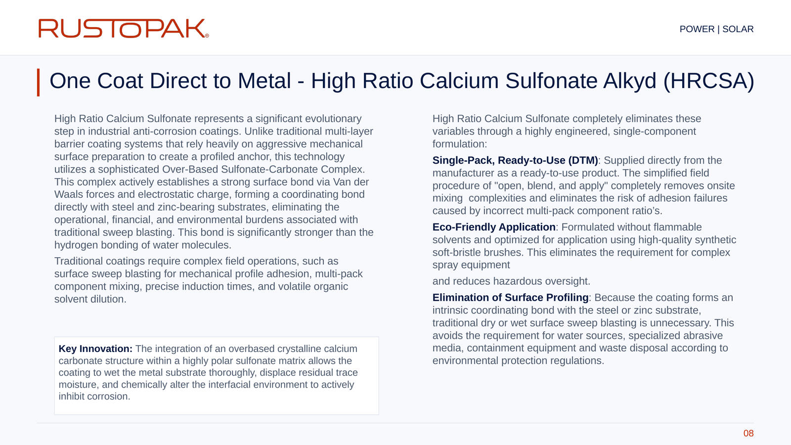 08. One Coat Direct to Metal - High Ratio Calcium Sulfonate Alkyd (HRCSA)