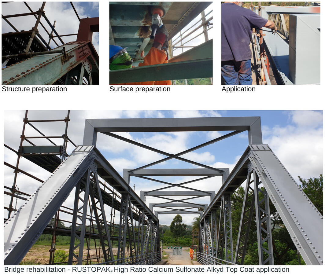 Bridge structure and surface preparation, coating application and the completed steel bridge treatment