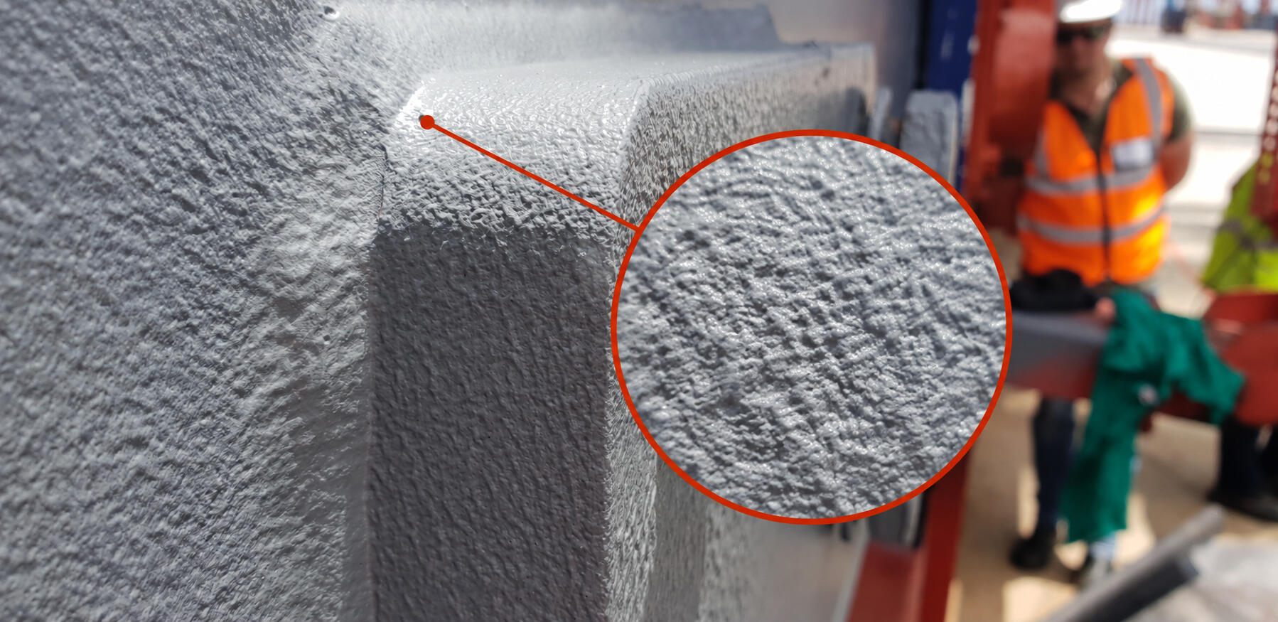 Zoomed view of RUSTOPAK® coating on a Transnet crane structure.